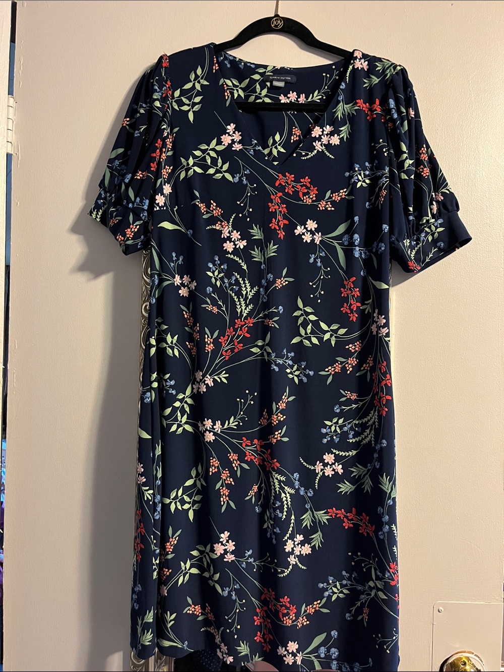 Tommy Hilfiger Navy Floral V-Neck Shift Dress